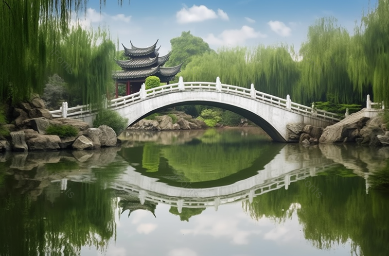 湖面上的拱桥建筑风景,高清,摄影图,摄影图片,图片大全,摄影图免费下载